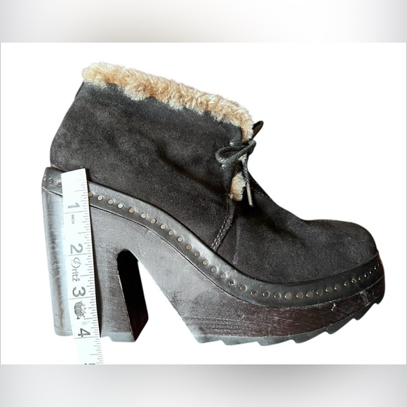 Rag & Bone Black Inez Suede and Shearling Desert Platform Lace-Up Clogs - Picture 10 of 12